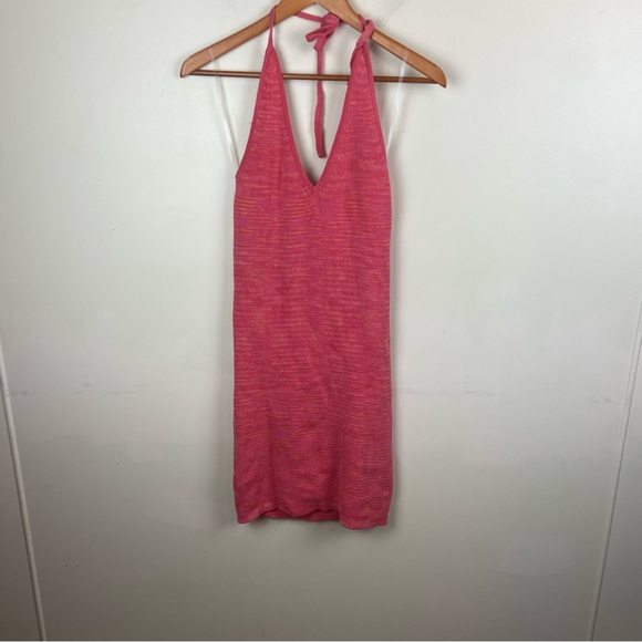 Wild Fable Pink Space Dye Sweater Knit Halter Dress Womens‎ Stretch Large y2k - Picture 2 of 11